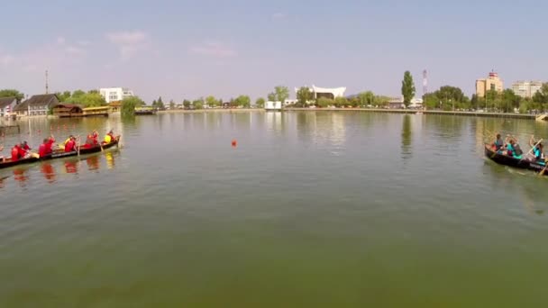 国際手漕ぎボート フェスティバル、空中 — ストック動画