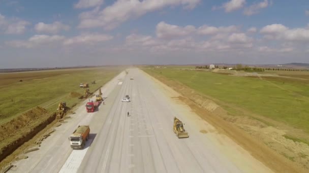 Danube Delta airport runway extension, aerial view — Stock Video