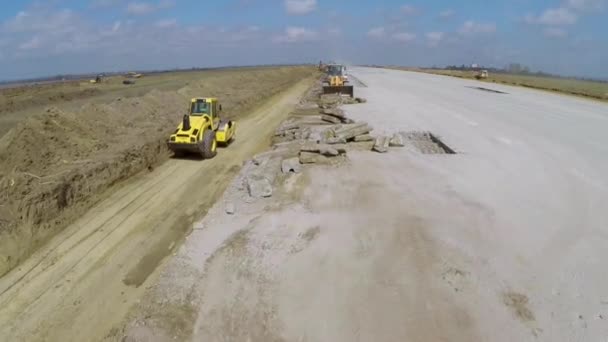 Danube Delta Airport Runway förlängning, utsikt från luften — Stockvideo