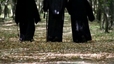 Hıristiyan rahipler Manastırı giderken bir orman yoluyla geçen