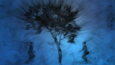 3 boyutlu ağaç sahnesi ve parçacıklardan oluşan iki büyüler