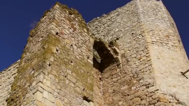 Las ruinas de la fortaleza medieval Yeni-Sale (puerta principal) en Dobrogea, Rumania — Vídeos de Stock