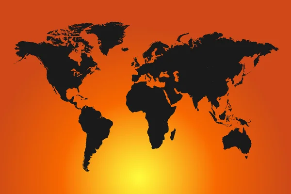 Mapa del mundo Sunset Illustration — Vector de stock