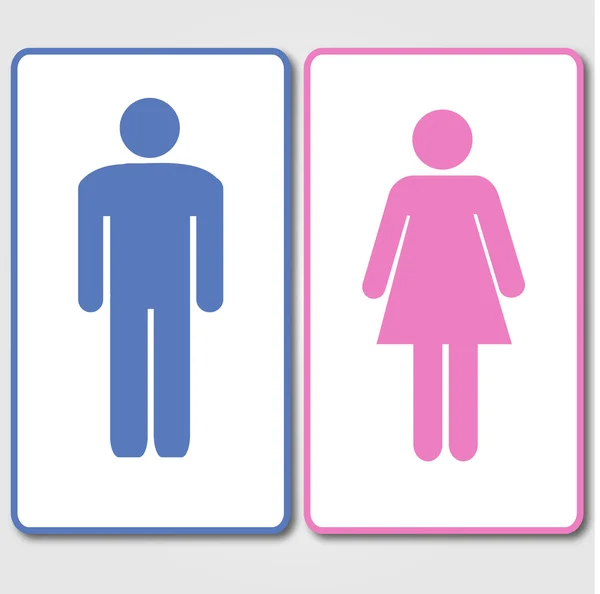 Panneau de toilettes bleu et rose — Image vectorielle