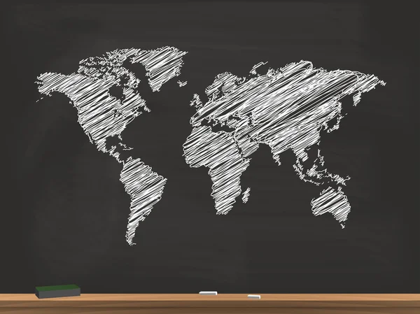 Mapa do Mundo Chalkboard Ilustração — Vetor de Stock