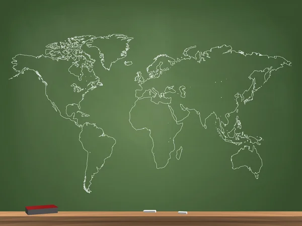 Realista Chalkboard Mapa do Mundo Ilustração vetorial Vetores De Stock Royalty-Free