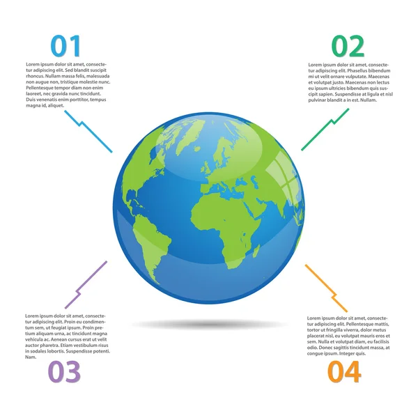 Wereld Globe Infographics illustratie — Stockvector