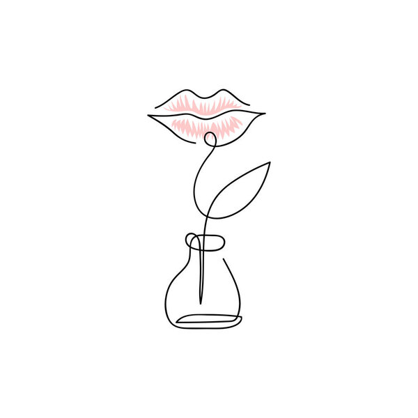 Единая непрерывная линия рисунка минимализма. Модная векторная графическая иллюстрация