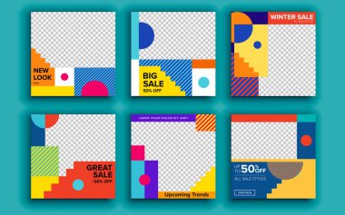 Satış afişleri şablonları tasarımı. Vektör illüstrasyonu.