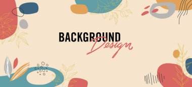 Bej arkaplanda çiçek elemanları olan vektör arkaplan tasarımı