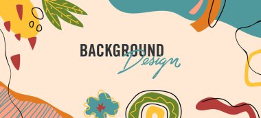 Bej arkaplanda çiçek elemanları olan vektör arkaplan tasarımı