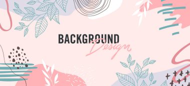 Pembe arka planda çiçek unsurları olan vektör arkaplan tasarımı