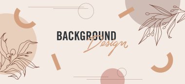 Bej arkaplanda çiçek elemanları olan vektör arkaplan tasarımı