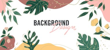 Bej arkaplanda çiçek elemanları olan vektör arkaplan tasarımı