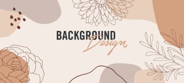 Bej arkaplanda çiçek elemanları olan vektör arkaplan tasarımı