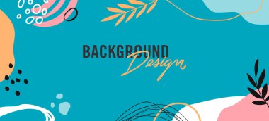 Mavi arkaplanda çiçek unsurları olan vektör arkaplan tasarımı