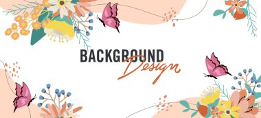 Beyaz arkaplanda çiçek unsurları olan vektör arkaplan tasarımı