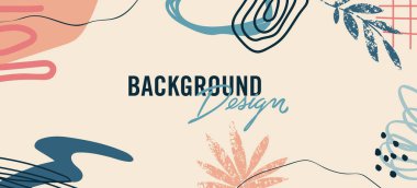 Bej arkaplanda çiçek elemanları olan vektör arkaplan tasarımı