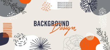 Bej arkaplanda çiçek elemanları olan vektör arkaplan tasarımı