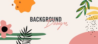 Bej arkaplanda çiçek elemanları olan vektör arkaplan tasarımı