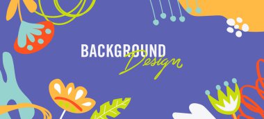 Mavi arkaplanda çiçek unsurları olan vektör arkaplan tasarımı