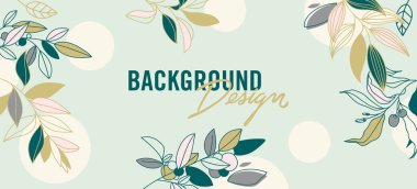 Yeşil arkaplanda çiçek elemanları olan vektör arkaplan tasarımı