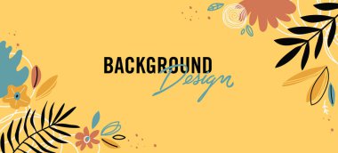 turuncu arkaplanda çiçek elemanları olan vektör arkaplan tasarımı