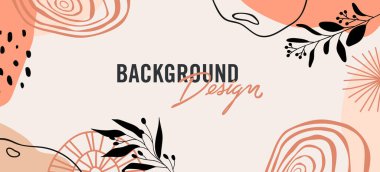 Bej arkaplanda çiçek elemanları olan vektör arkaplan tasarımı