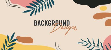 Bej arkaplanda çiçek elemanları olan vektör arkaplan tasarımı