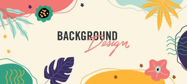 Sarı arkaplanda çiçek unsurları olan vektör arkaplan tasarımı