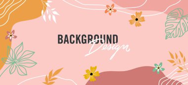 Pembe arka planda çiçek unsurları olan vektör arkaplan tasarımı