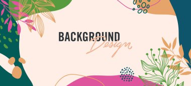 Bej arkaplanda çiçek elemanları olan vektör arkaplan tasarımı