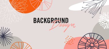 Gri arkaplanda çiçek unsurları olan vektör arkaplan tasarımı