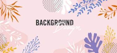 Pembe arka planda çiçek unsurları olan vektör arkaplan tasarımı