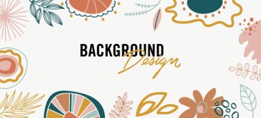 Bej arkaplanda çiçek elemanları olan vektör arkaplan tasarımı