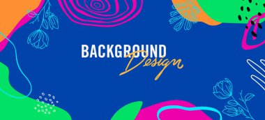 Mavi arkaplanda çiçek unsurları olan vektör arkaplan tasarımı