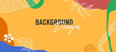 turuncu arkaplanda çiçek elemanları olan vektör arkaplan tasarımı