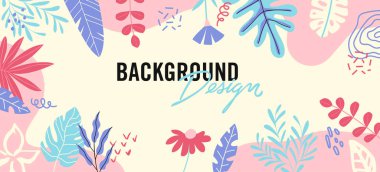 Sarı arkaplanda çiçek unsurları olan vektör arkaplan tasarımı