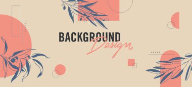 Bej arkaplanda çiçek elemanları olan vektör arkaplan tasarımı