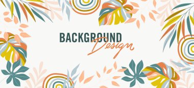 Bej arkaplanda çiçek elemanları olan vektör arkaplan tasarımı