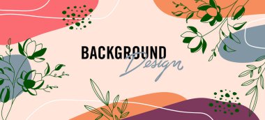 Pembe arka planda çiçek unsurları olan vektör arkaplan tasarımı