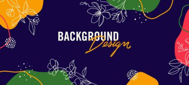 Mavi arkaplanda çiçek unsurları olan vektör arkaplan tasarımı