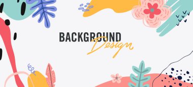 Gri arkaplanda çiçek unsurları olan vektör arkaplan tasarımı