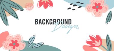 Beyaz arkaplanda çiçek unsurları olan vektör arkaplan tasarımı