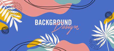 Mavi arkaplanda çiçek unsurları olan vektör arkaplan tasarımı