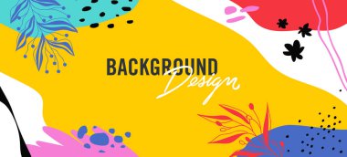 turuncu arkaplanda çiçek elemanları olan vektör arkaplan tasarımı