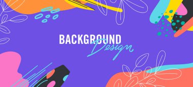 Mor arkaplanda çiçek unsurları olan vektör arkaplan tasarımı