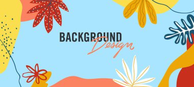 Mavi arkaplanda çiçek unsurları olan vektör arkaplan tasarımı