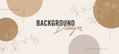 Bej arkaplanda çiçek elemanları olan vektör arkaplan tasarımı