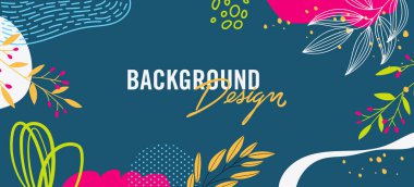 Mavi arkaplanda çiçek unsurları olan vektör arkaplan tasarımı